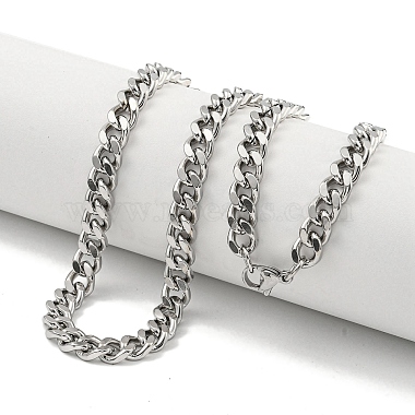 Non-Tarnish 201 Stainless Steel Cuban Link Chain Necklaces for Women and Men(NJEW-F322-13P-01)-2