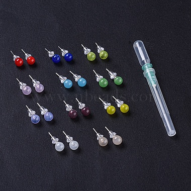 Mixed Color Round Lampwork Stud Earrings