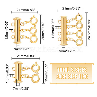 3Pcs 3 Styles 304 Stainless Steel Slide Lock Clasps(STAS-UN0042-03B)-3