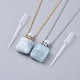 Natural Aquamarine Perfume Bottle Pendant Necklaces(NJEW-F266-01B)-1