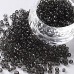 Glass Seed Beads, Transparent, Round, Gray, 8/0, 3mm, Hole: 1mm, about 666 beads/30g(X2-SEED-A004-3mm-12)