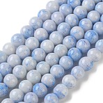 Drawbench Glass Round Beads, Spray Painted Style, Cornflower Blue, 8~8.5x7mm, Hole: 1.4mm, about 100~104pcs/strand, 30.31~30.71''(77~78cm)(GLAD-XCP0001-05)
