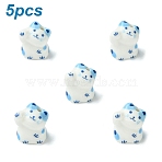 5Pcs Handmade Bright Glazed Porcelain Beads, Cat Shape, Light Sky Blue, 20mm(PORC-YW0001-31C)