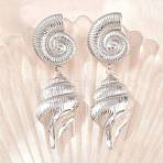 304 Stainless Steel Stud Dangle Earrings for Women, Conch Shape, Stainless Steel Color, 75x24mm(SA-H001-19P)