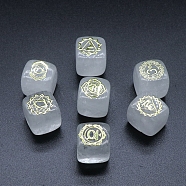 Natural Quartz Crystal 7 Chakra Healing Stone Set, Cube-Shaped with Engraved Symbols, for Reiki meditation Wicca Power Balancing, 16~18mm, 7pcs/set(G-PW0004-18A)