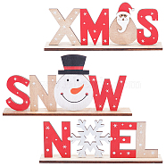 GORGECRAFT 3Sets 3 Styles Natural Wood Letter Home Display Decorations, for Christmas,Father Christmas & Snowman & Snowflake, Mixed Color, 1set/style(DJEW-GF0001-07)