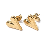 Ion Plating(IP) 304 Stainless Steel Heart Stud Earrings for Women, Real 18K Gold Plated, 13.5x11.5mm, Pin: 0.7mm(EJEW-F300-09G)