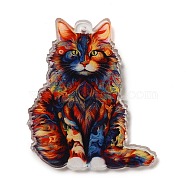 Acrylic Pendants, Animals, Cat Shape, 44x34.5x1.8mm, Hole: 1.5mm(OACR-O007-01B)