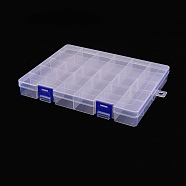 Polypropylene(PP) Bead Storage Container, 30 Compartment Organizer Boxes, with 5Pcs Adjustable Dividers, Rectangle, Clear, 21.7x16.8x2.8cm, Hole: 8mm(CON-S043-033)