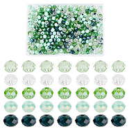 Elite 500Pcs 5 Colors Glass Beads Strands, Faceted, Rondelle, Mixed Color, 6x5mm, Hole: 1mm, 100pcs/color(EGLA-PH0001-28A)