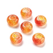 Two Tone Transparent Crackle Acrylic European Beads, Large Hole Beads, Rondelle, Dark Orange, 14x8.5mm, Hole: 5.5mm, about 537pcs/500g(TACR-P009-B01-01)