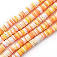 Handmade Polymer Clay Beads Strands, for DIY Jewelry Crafts Supplies, Heishi Beads, Disc/Flat Round, Champagne Yellow, 6x0.5~1mm, Hole: 1.8mm, about 290~320pcs/strand, 15.75 inch~16.14 inch(40~41cm)(CLAY-R089-6mm-T02B-09)