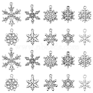 60Pcs 10 Style Tibetan Style Alloy Pendants, Snowflake, Antique Silver, 18~28.5x13~22x1.5~2.5mm, Hole: 1.2~1.8mm, 6pcs/style (FIND-FS0001-26)