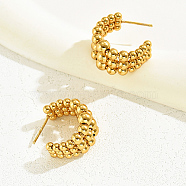 Stainless Steel Arch Stud Earrings, Half Hoop Earrings for Women, Golden, 20x20mm(OM4332)