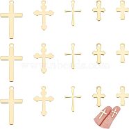 304 Stainless Steel Pendants, Cross, Golden, 68x52x11mm, 50pcs/box(STAS-UN0003-74G)