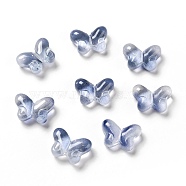Transparent Baking Paint Glass Beads, Butterfly, Marine Blue, 10x14x5.5mm, Hole: 1mm(GLAA-F115-01B)