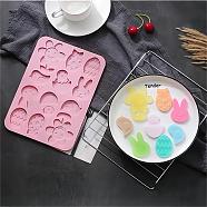 Farm Theme Food Grade Silicone Molds, Baking Molds, for Chocolate, Candy, Biscuits Molds, Pink, 234x166x7.5mm(DIY-F044-16)