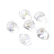 Transparent Spray Painted Glass Beads, Cat Paw Print, Clear AB, 11x12x8.5mm, Hole: 1.2mm(GLAA-I050-05M)