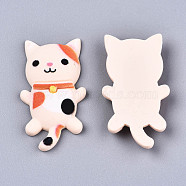 Resin Cabochons, Cat, Bisque, 37x21x6mm(X-CRES-R195-12)
