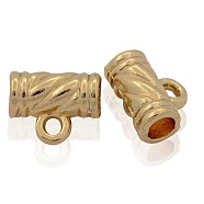 Nickel Free & Lead Free Golden Alloy Tube Bails, Loop Bails, Bail Beads, Long-Lasting Plated, Tube, 11x13x7mm, Hole: 2mm, Inner Diameter: 4mm(PALLOY-J218-058G)