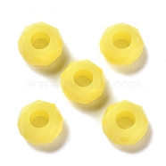Resin European Beads, Large Hole Beads, Faceted, Rondelle, Yellow, 13.5x8mm, Hole: 5.5mm(RESI-B020-06H)