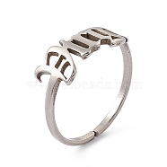 304 Stainless Steel Constellation Open Cuff Ring for Women, Virgo, US Size 7 1/2(17.7mm)(RJEW-C035-01F-P)