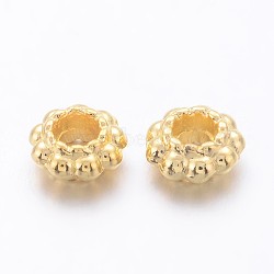 Tibetan Style Alloy Spacer Beads, Lead Free & Cadmium Free, Flower, Golden, 6x3mm, Hole: 2.5mm(X-K0870011)