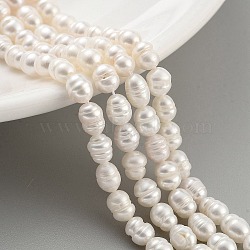 Natural Cultured Freshwater Pearl Beads Strands, Rice, Grade A++, Snow, 4~5mm, Hole: 0.6mm, about 26~27pcs/strand, 7.09''~7.28''(18~18.5cm)(PEAR-P062-06C)