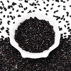 Picasso Spray Painted Glass Seed Beads, Peanut, Black, 6x4x3mm, Hole: 1.2mm, about 4000pcs/pound(SEED-T006-04-39)