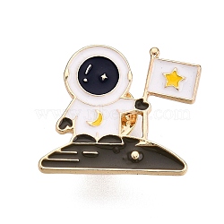 Spaceman Enamel Pins, Alloy Brooches for Backpack Clothes, Golden, 23.5x27.5mm(JEWB-N001-19C-G)