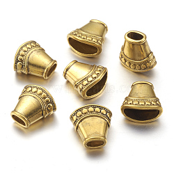 Tibetan Style Bead Cones, Lead Free and Nickel Free, Column, Antique Golden, 15x15x8mm, Hole: 6x3~13x6mm(X-TIBEB-A124175-AG-FF)