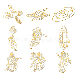 Nickel Decoration Stickers, Metal Resin Filler, Epoxy Resin & UV Resin Craft Filling Material, Golden, Spaceman, 40x40mm, 9pcs/set(DIY-WH0450-126)