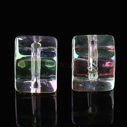 UV Plating Transparent Acrylic Beads, Iridescent, Cube, Cube, 8x7.5x7.5mm, Hole: 1mm(OACR-K005-03)