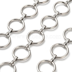 304 Stainless Steel Ring Link Chains, Unwelded, Stainless Steel Color, 14x1.8mm(CHS-A016-48P-A)