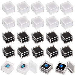 24Pcs 2 Colors Square Transparent Plastic Loose Diamond Box, Gemstone Small Jewelry Storage Case with Sponge Inside, Mixed Color, 2.9x2.9x2.25cm, Inner Diameter: 2.5x2.5cm, 12pcs/color(CON-OC0001-53)