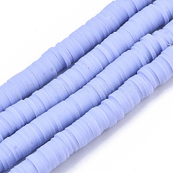 Handmade Polymer Clay Beads Strands, for DIY Jewelry Crafts Supplies, Heishi Beads, Disc/Flat Round, Lilac, 6x0.5~1mm, Hole: 1.8mm, about 320~447pcs/strand, 15.75 inch~16.14 inch(40~41cm)(X-CLAY-R089-6mm-025)