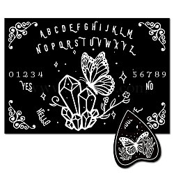 Pendulum Dowsing Divination Board Set, Rectangle Talking Board, with Planchette Accessories, Butterfly, 11.2~30x9~21x5cm, 2pcs/set(DJEW-WH0324-053)
