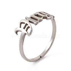 Non-Tarnish 304 Stainless Steel Constellation Open Cuff Ring for Women, Virgo, US Size 7 1/2(17.7mm)(RJEW-C035-01F-P)