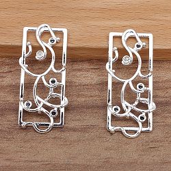 Alloy Pendant Rhinestone Settings, Vines Wrapped Around the Window, Silver, Fit for 1.5mm Rhinestone, 38x17mm(PW-WG62286-01)