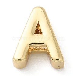 Rack Plating Brass Slide Charms, for Personalized Name Necklaces Making, Cadmium Free & Lead Free, Real 18K Gold Plated, Letter, Letter A, 8x7x3.5mm, Hole: 1.4mm(KK-M254-15G-A)