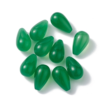 Natural Green Onyx Agate Beads, No Hole/Undrilled, Dyed & Heated, Teardrop, Green, 15.5x9mm