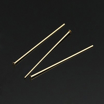 Yellow Gold Filled Flat Head Pins, 1/20 14K Gold Filled, Cadmium Free & Nickel Free & Lead Free, 19x0.5mm, 24 Gauge, Head: 1mm