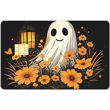 Rectangle PVC Plastic Waterproof Card Stickers, Self-adhesion Card Skin for Bank Card Decor, Ghost, 186x137mm