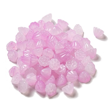 Two Tone Acrylic Beads, Lotus Seedpod, Flamingo, 7.5x10.5x10.5mm, Hole: 1.2mm, about 1282pcs/500g
