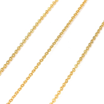 Brass Cable Chains, Soldered, with Card Paper, Real 18K Gold Plated, 2x1.8x0.3mm, about 3.28 Feet(1m)/pc