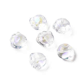 Transparent Spray Painted Glass Beads, Cat Paw Print, Clear AB, 11x12x8.5mm, Hole: 1.2mm