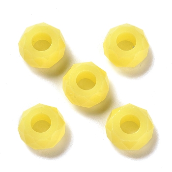 Resin European Beads, Large Hole Beads, Faceted, Rondelle, Yellow, 13.5x8mm, Hole: 5.5mm