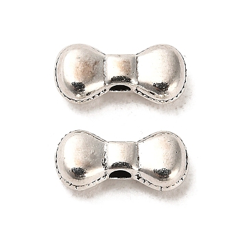 Tibetan Style Alloy Beads, Cadmium Free & Lead Free, Bowknot, Antique Silver, 5x11x3mm, Hole: 1.5mm, about 1724pcs/1000g