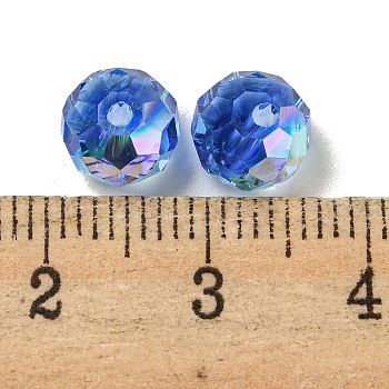 Electroplate Glass Beads, Rondelle, Royal Blue, 8x6mm, Hole: 1.6mm, 100pcs/bag