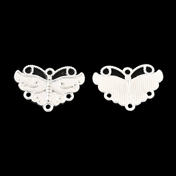 Zinc Alloy Cabochon Settings For Enamel, Butterfly Chandelier Components Links, Silver, 17x25x2mm, Hole: 1.5mm